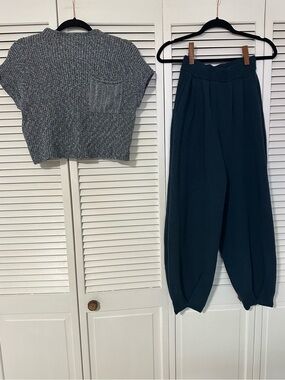 Free People Viral Freya Sweater Set in Teal/Navy
